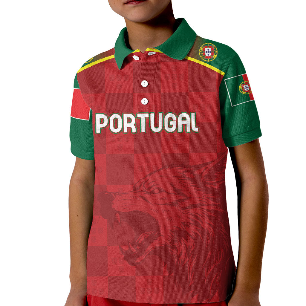 Portugal Rugby Custom Os Lobos Kid Polo Shirt Bandeira das Quinas Inspired