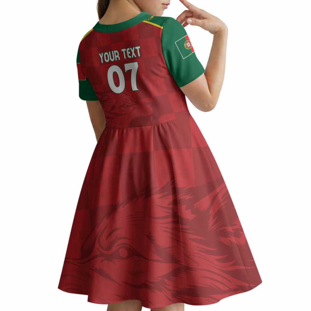 Portugal Rugby Custom Os Lobos Kid Short Sleeve Dress Bandeira das Quinas Inspired