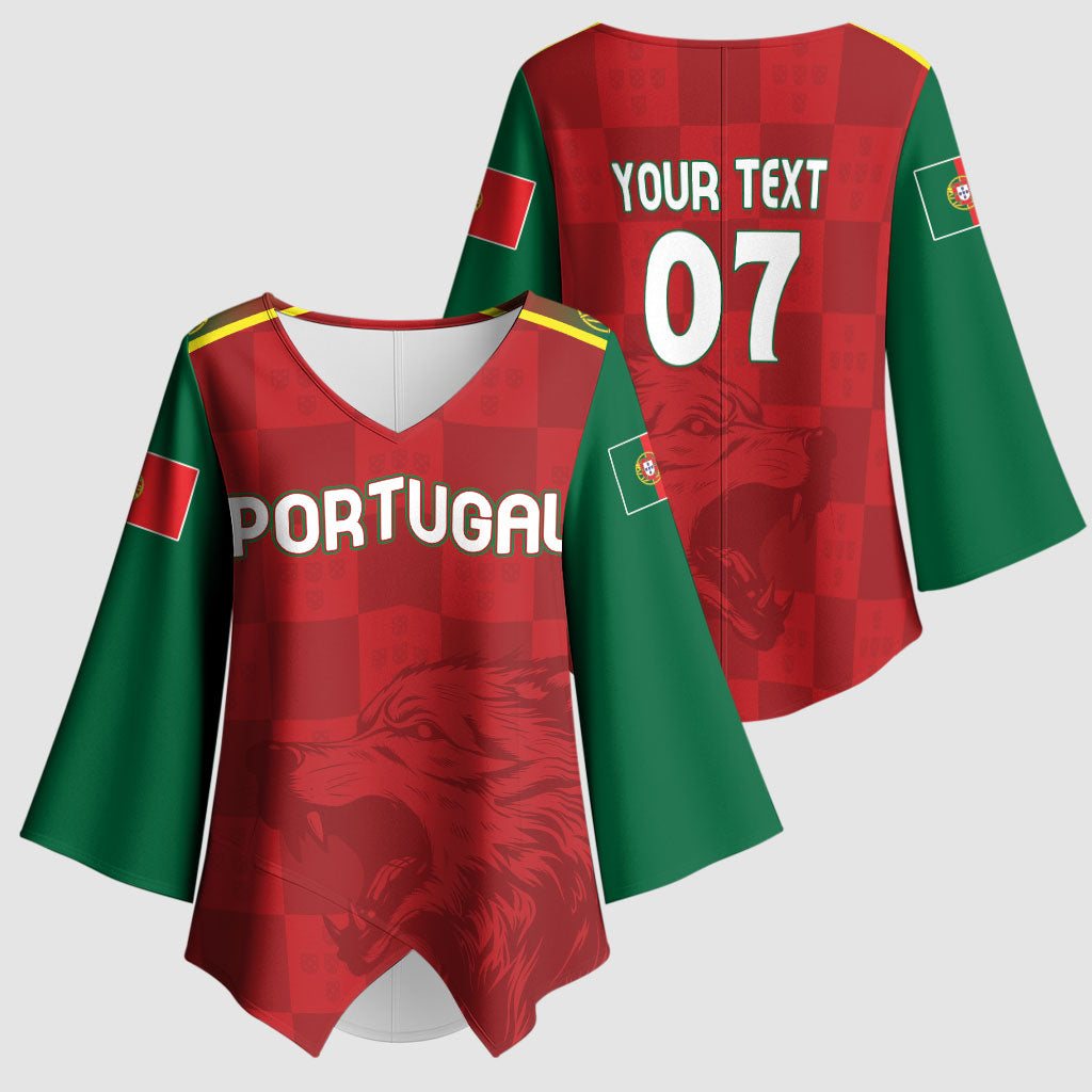 Portugal Rugby Custom Os Lobos Kimono Sleeve Blouse Bandeira das Quinas Inspired