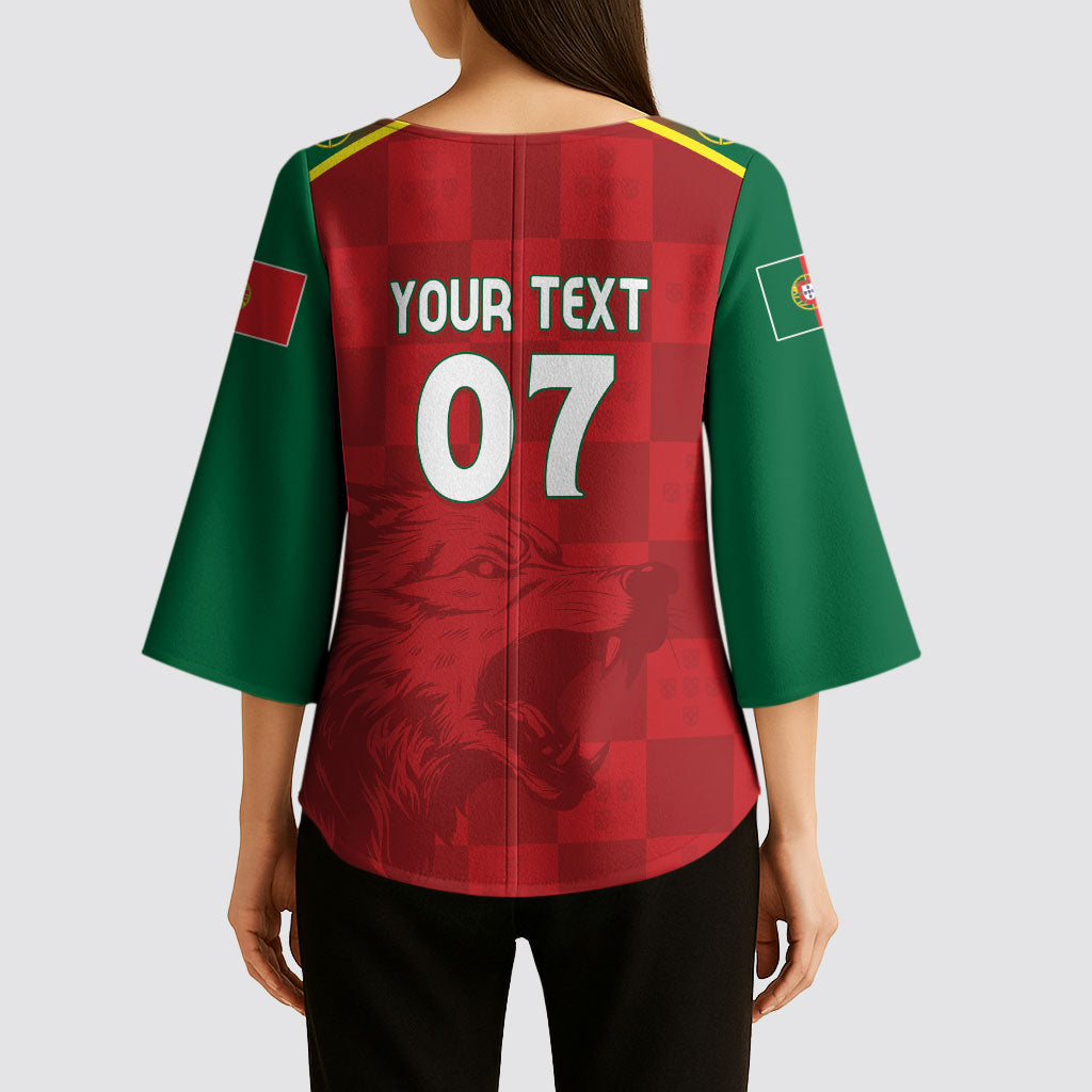 Portugal Rugby Custom Os Lobos Kimono Sleeve Blouse Bandeira das Quinas Inspired