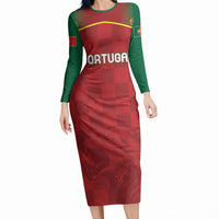 Portugal Rugby Custom Os Lobos Long Sleeve Bodycon Dress Bandeira das Quinas Inspired