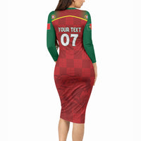 Portugal Rugby Custom Os Lobos Long Sleeve Bodycon Dress Bandeira das Quinas Inspired