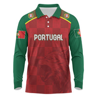 Portugal Rugby Custom Os Lobos Long Sleeve Polo Shirt Bandeira das Quinas Inspired