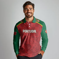 Portugal Rugby Custom Os Lobos Long Sleeve Polo Shirt Bandeira das Quinas Inspired