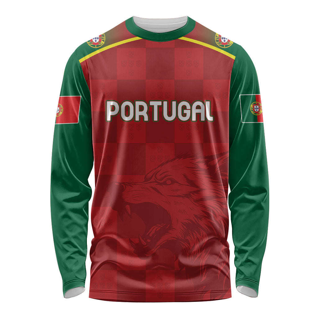 Portugal Rugby Custom Os Lobos Long Sleeve Shirt Bandeira das Quinas Inspired