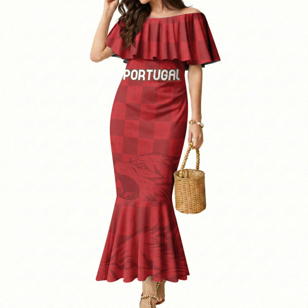 Portugal Rugby Custom Os Lobos Mermaid Dress Bandeira das Quinas Inspired