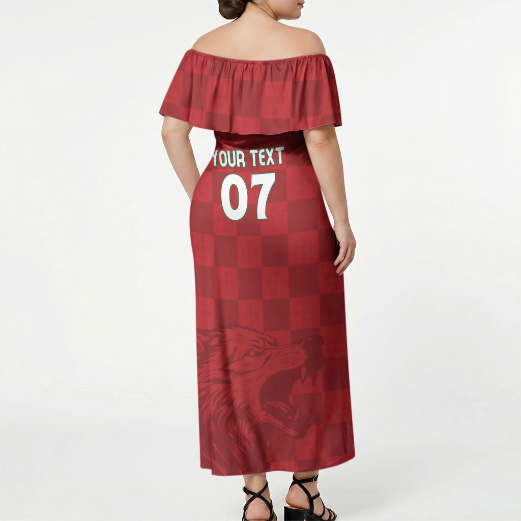 Portugal Rugby Custom Os Lobos Off Shoulder Maxi Dress Bandeira das Quinas Inspired