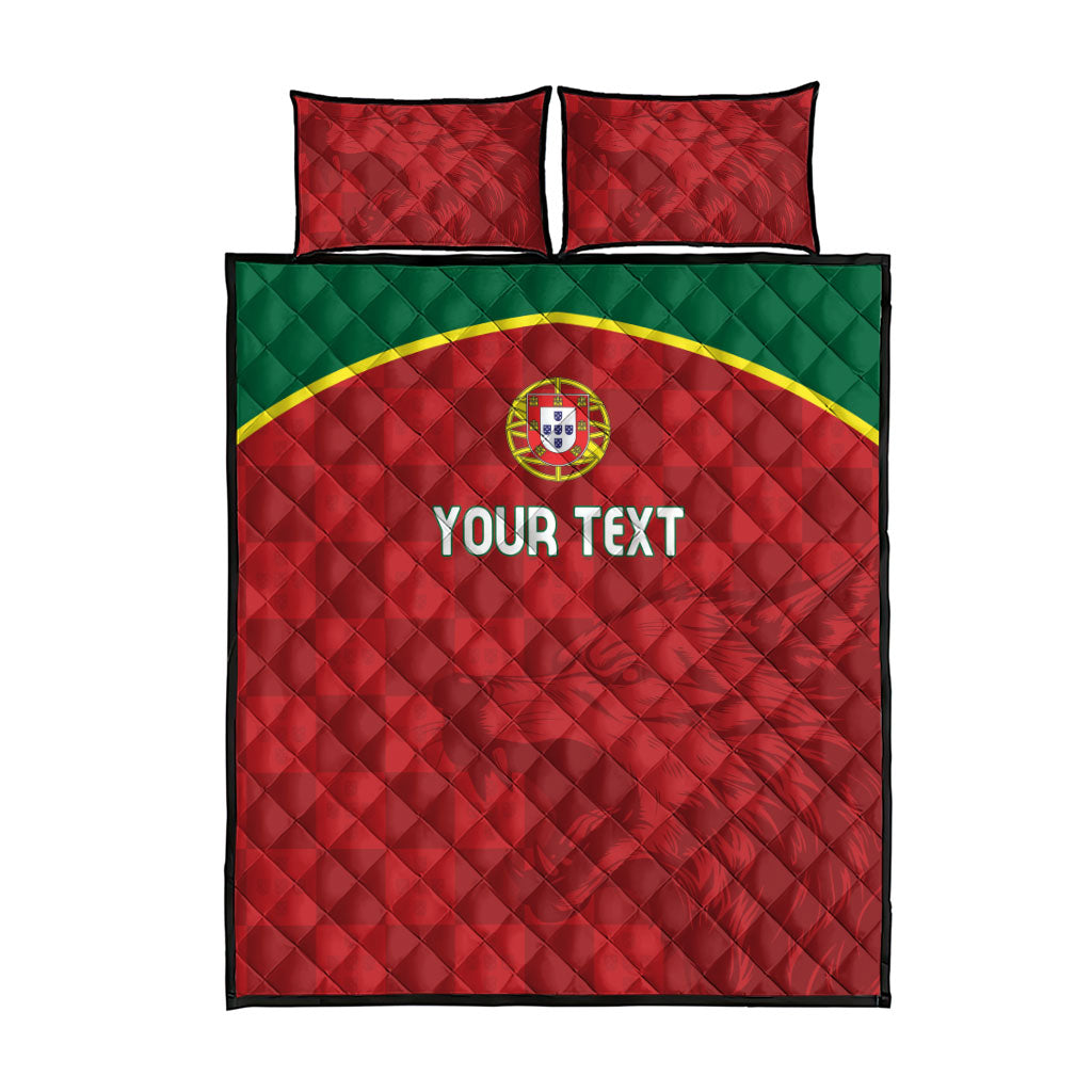 Portugal Rugby Custom Os Lobos Quilt Bed Set Bandeira das Quinas Inspired
