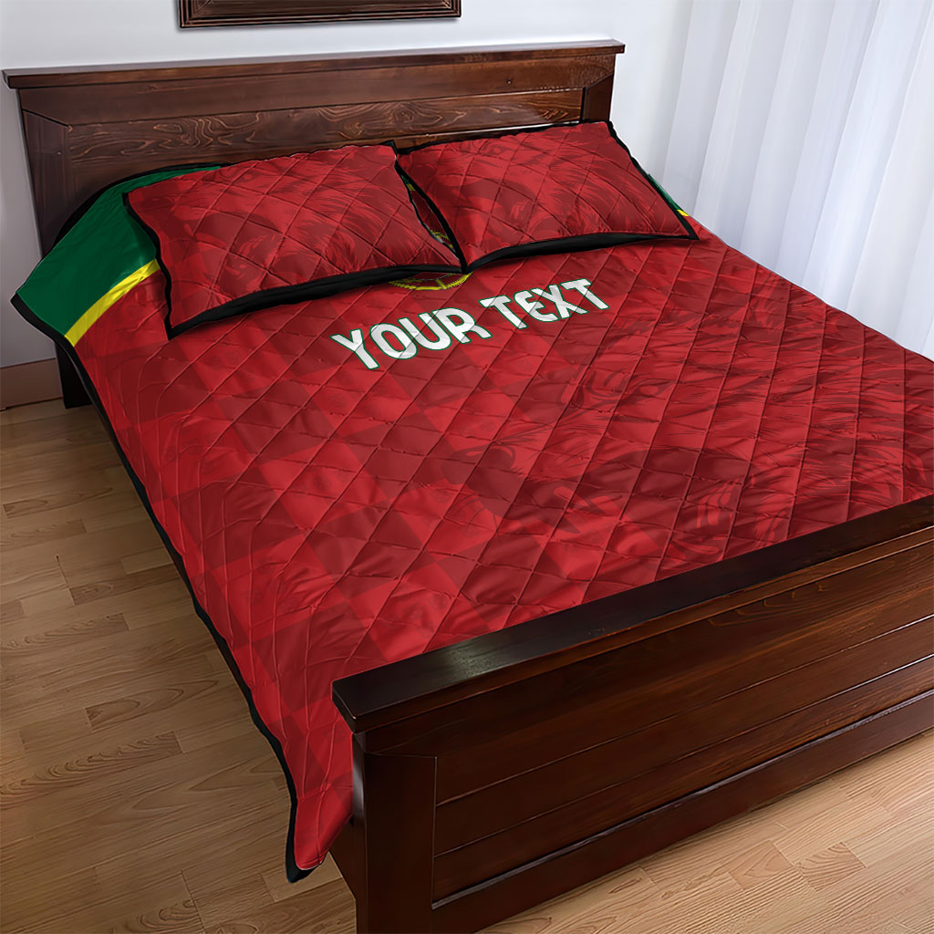Portugal Rugby Custom Os Lobos Quilt Bed Set Bandeira das Quinas Inspired