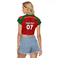Portugal Rugby Custom Os Lobos Raglan Cropped T Shirt Bandeira das Quinas Inspired