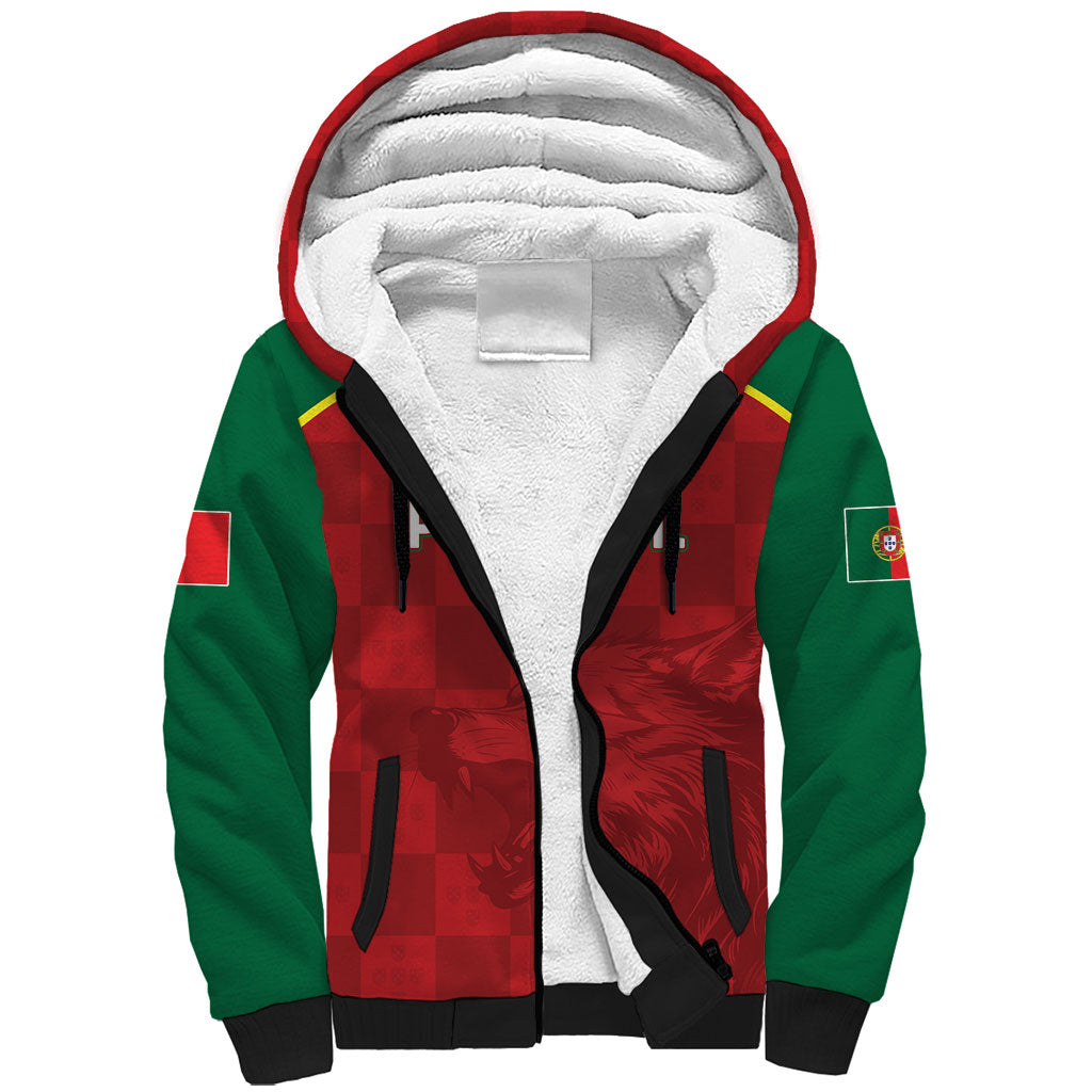 Portugal Rugby Custom Os Lobos Sherpa Hoodie Bandeira das Quinas Inspired