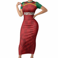 Portugal Rugby Custom Os Lobos Short Sleeve Bodycon Dress Bandeira das Quinas Inspired