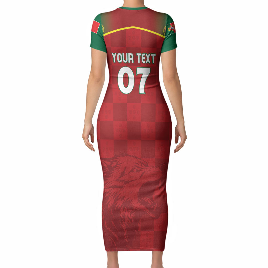 Portugal Rugby Custom Os Lobos Short Sleeve Bodycon Dress Bandeira das Quinas Inspired