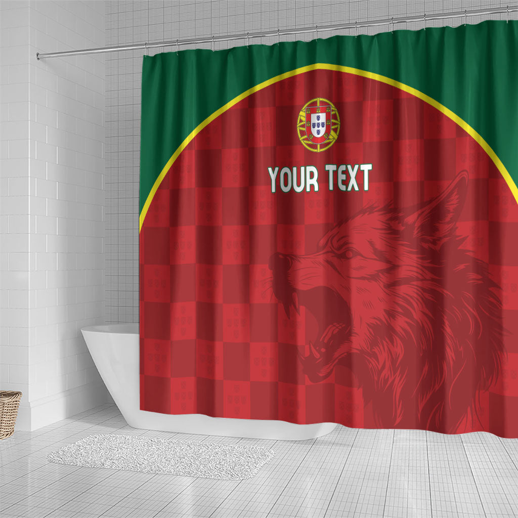 Portugal Rugby Custom Os Lobos Shower Curtain Bandeira das Quinas Inspired