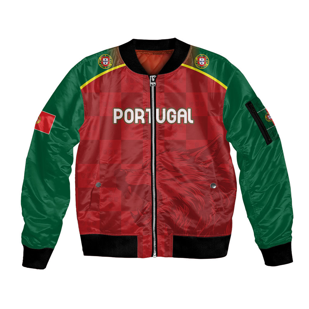 Portugal Rugby Custom Os Lobos Sleeve Zip Bomber Jacket Bandeira das Quinas Inspired