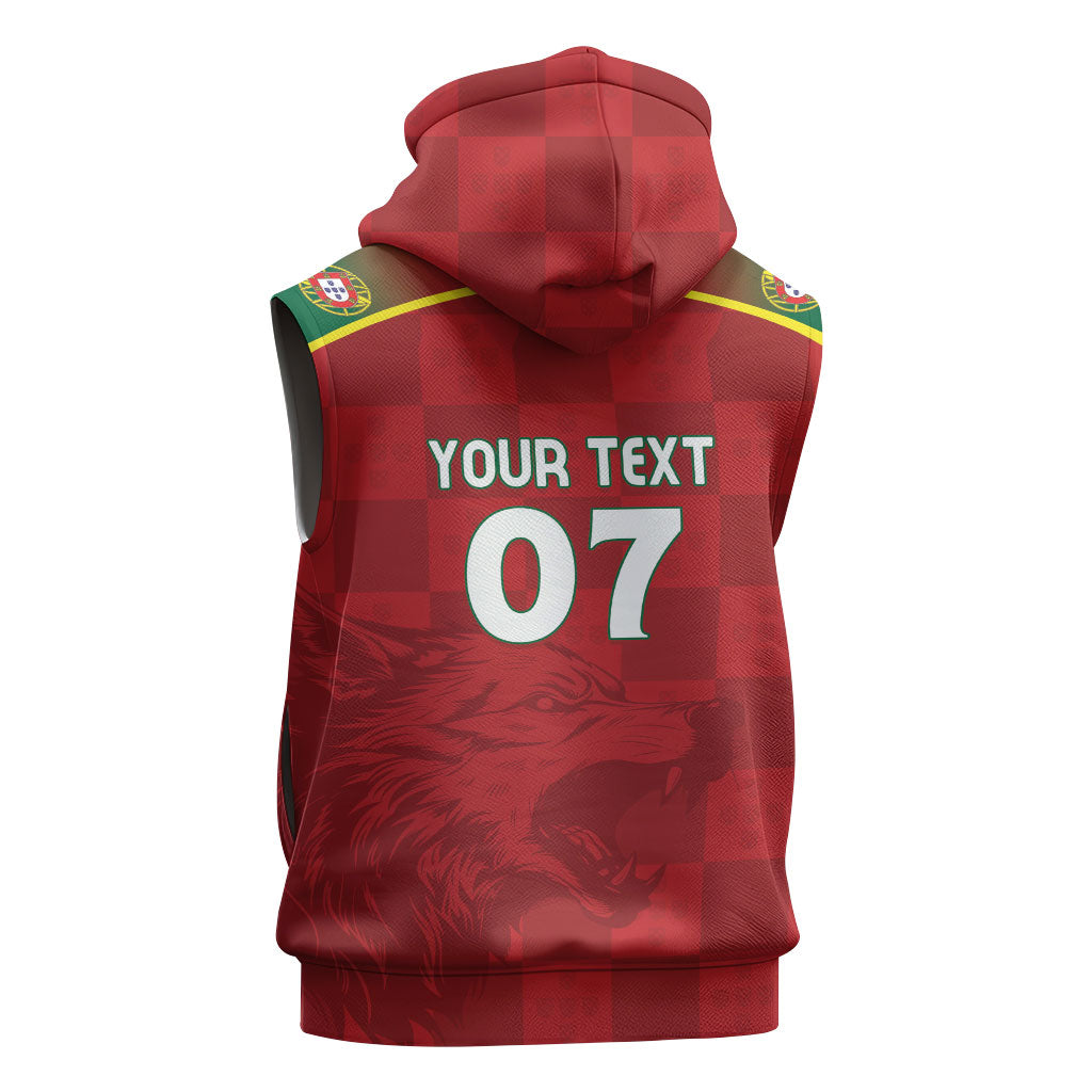 Portugal Rugby Custom Os Lobos Sleeveless Hoodie Bandeira das Quinas Inspired