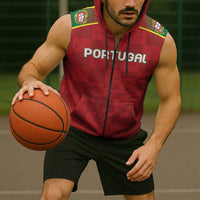 Portugal Rugby Custom Os Lobos Sleeveless Zip Hoodie Bandeira das Quinas Inspired