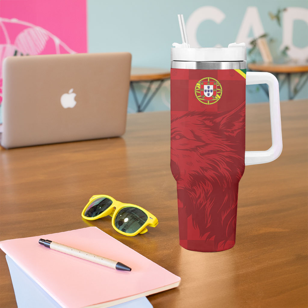 Portugal Rugby Custom Os Lobos Tumbler With Handle Bandeira das Quinas Inspired