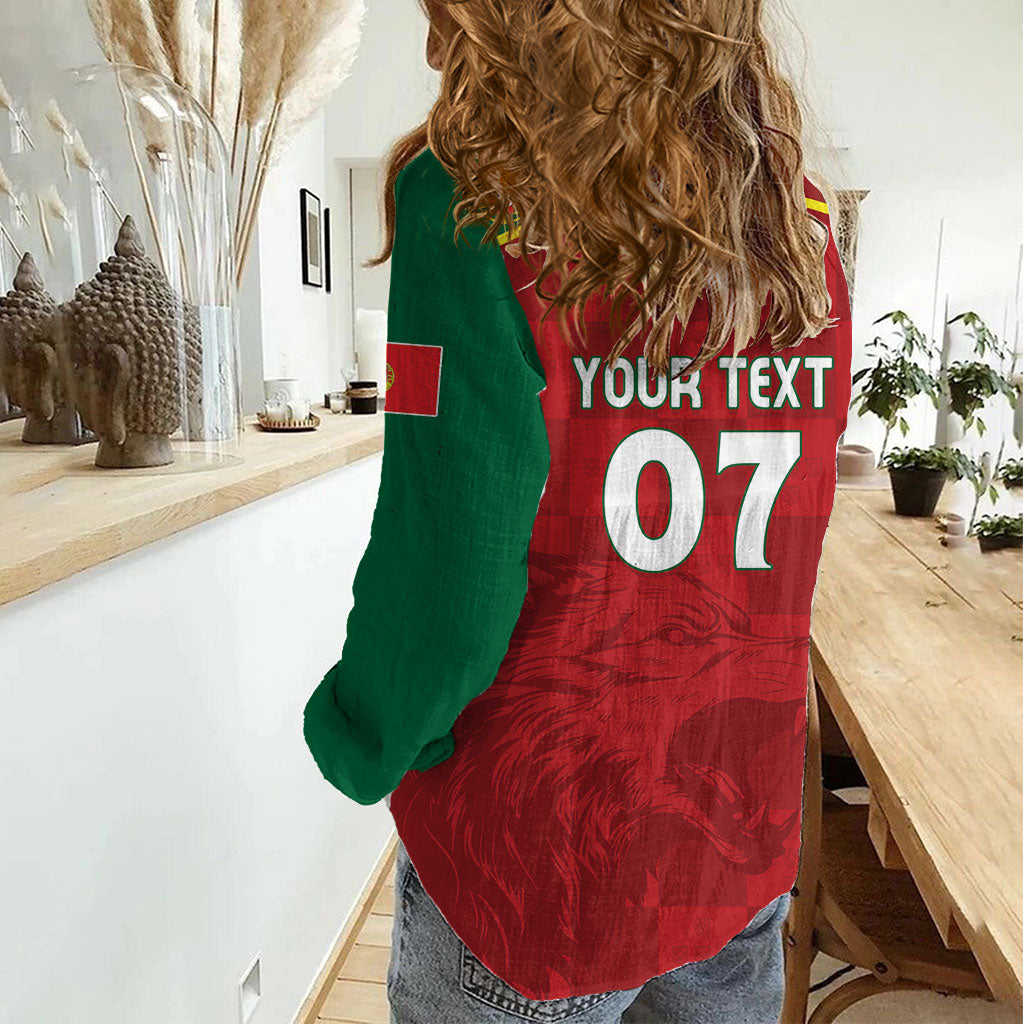 Portugal Rugby Custom Os Lobos Women Casual Shirt Bandeira das Quinas Inspired