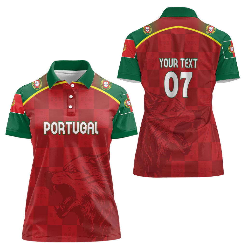 Portugal Rugby Custom Os Lobos Women Polo Shirt Bandeira das Quinas Inspired