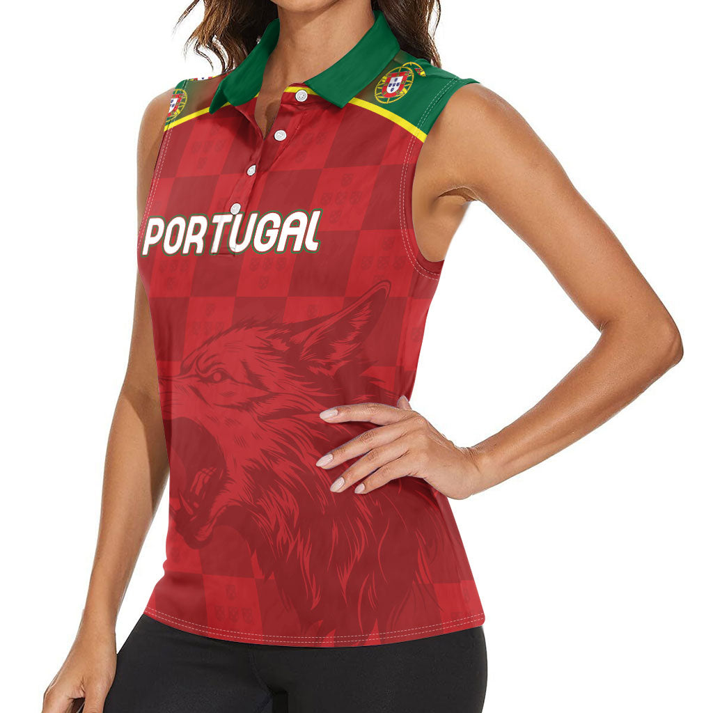 Portugal Rugby Custom Os Lobos Women Sleeveless Polo Shirt Bandeira das Quinas Inspired
