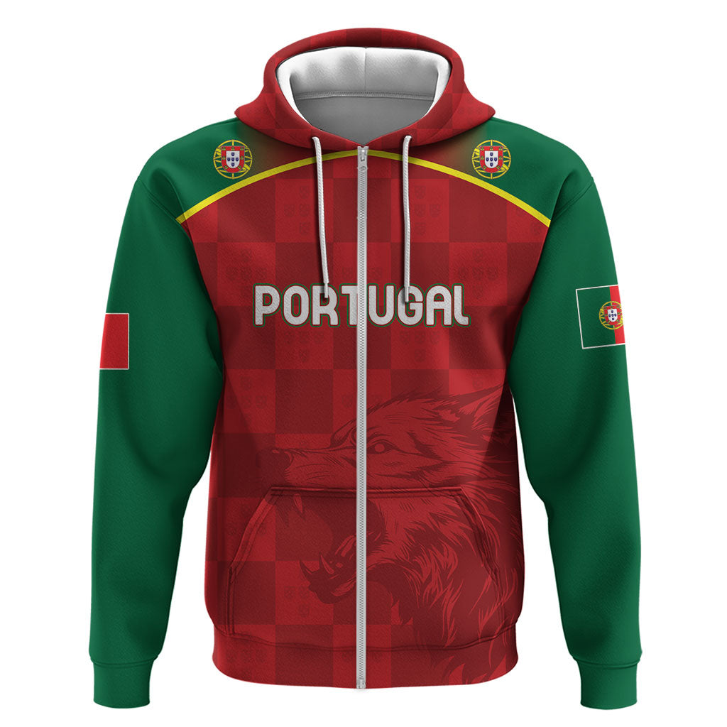 Portugal Rugby Custom Os Lobos Zip Hoodie Bandeira das Quinas Inspired
