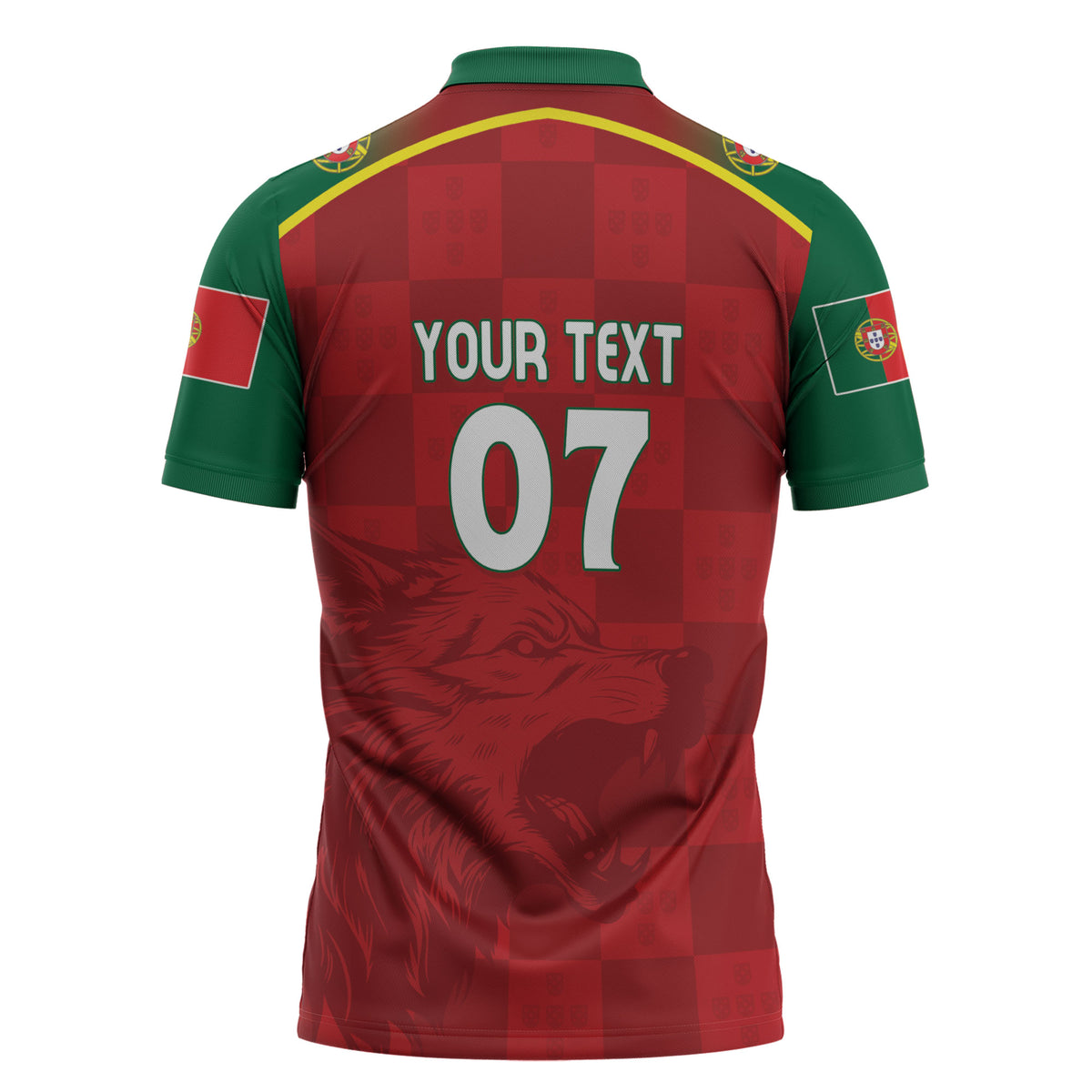 Portugal Rugby Custom Os Lobos Zipper Polo Shirt Bandeira das Quinas Inspired