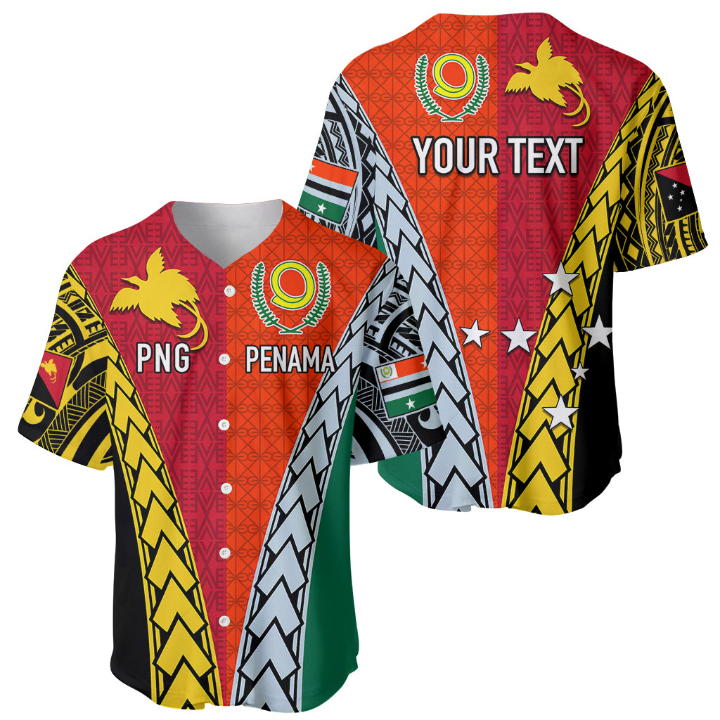 Personalised Papua New Guinea Mix Penama Baseball Jersey Tribal Patterns Half-Half Style LT7 - Wonder Print Shop
