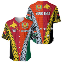 Personalised Papua New Guinea Mix Penama Baseball Jersey Tribal Patterns Half-Half Style LT7 - Wonder Print Shop