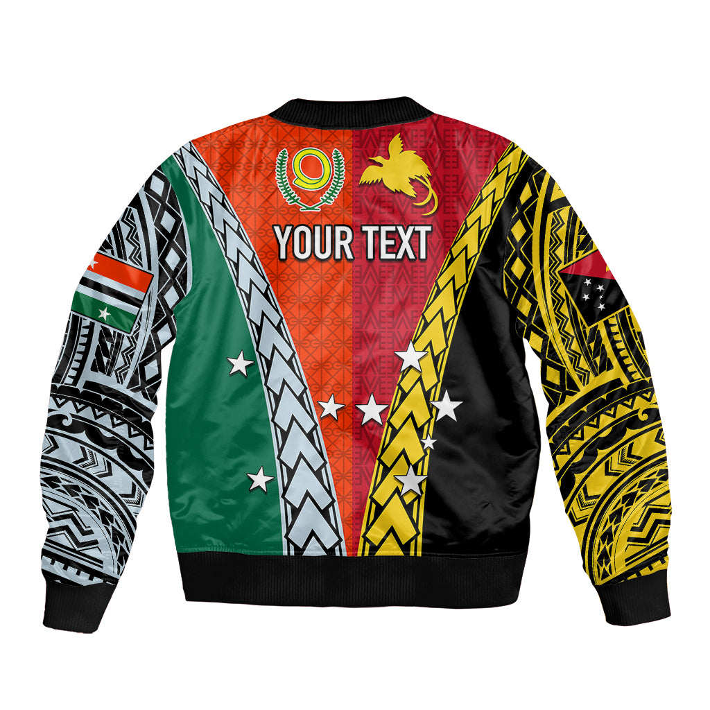Personalised Papua New Guinea Mix Penama Bomber Jacket Tribal Patterns Half-Half Style LT7 - Wonder Print Shop
