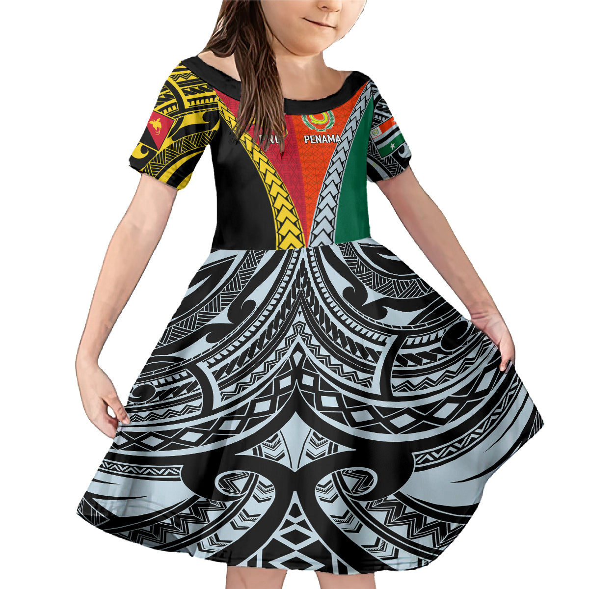 Personalised Papua New Guinea Mix Penama Family Matching Mermaid Dress and Hawaiian Shirt Tribal Patterns Half-Half Style LT7 - Wonder Print Shop