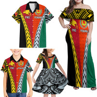 Personalised Papua New Guinea Mix Penama Family Matching Off Shoulder Maxi Dress and Hawaiian Shirt Tribal Patterns Half-Half Style LT7 - Wonder Print Shop