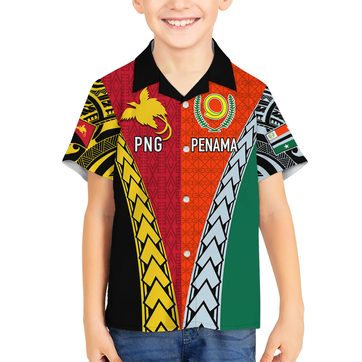 Personalised Papua New Guinea Mix Penama Family Matching Puletasi Dress and Hawaiian Shirt Tribal Patterns Half-Half Style - Wonder Print Shop