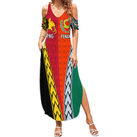 Personalised Papua New Guinea Mix Penama Family Matching Summer Maxi Dress and Hawaiian Shirt Tribal Patterns Half-Half Style - Wonder Print Shop