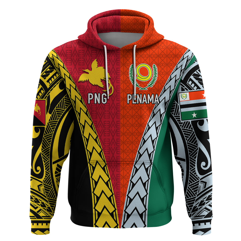 Personalised Papua New Guinea Mix Penama Hoodie Tribal Patterns Half-Half Style - Wonder Print Shop