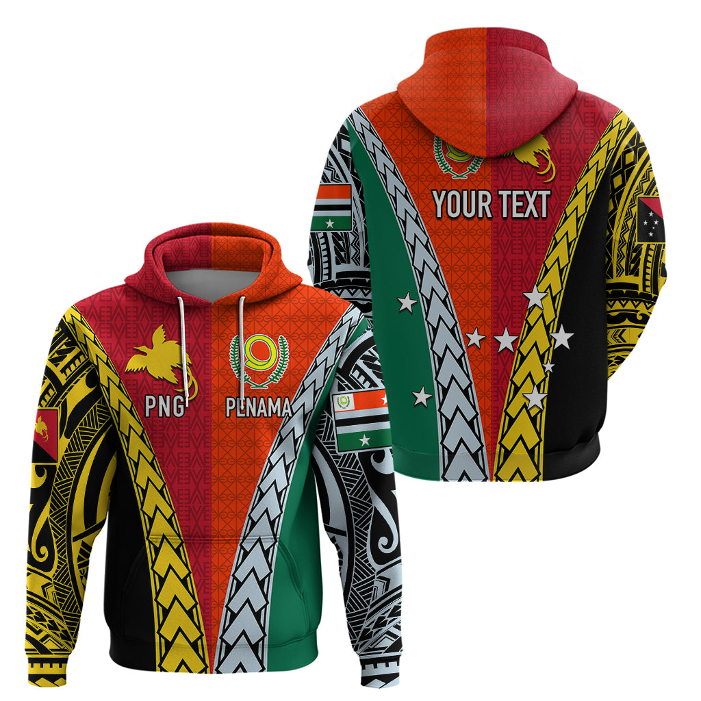 Personalised Papua New Guinea Mix Penama Hoodie Tribal Patterns Half-Half Style - Wonder Print Shop