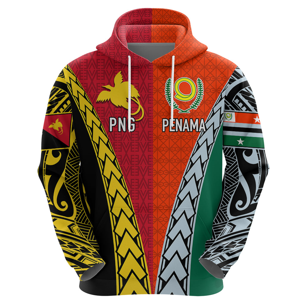 Personalised Papua New Guinea Mix Penama Hoodie Tribal Patterns Half-Half Style - Wonder Print Shop