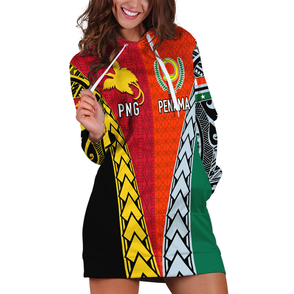 Personalised Papua New Guinea Mix Penama Hoodie Dress Tribal Patterns Half-Half Style - Wonder Print Shop