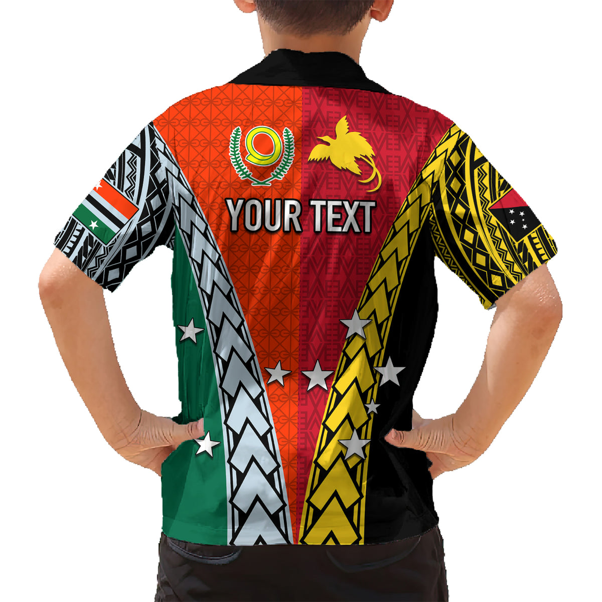 Personalised Papua New Guinea Mix Penama Kid Hawaiian Shirt Tribal Patterns Half-Half Style - Wonder Print Shop