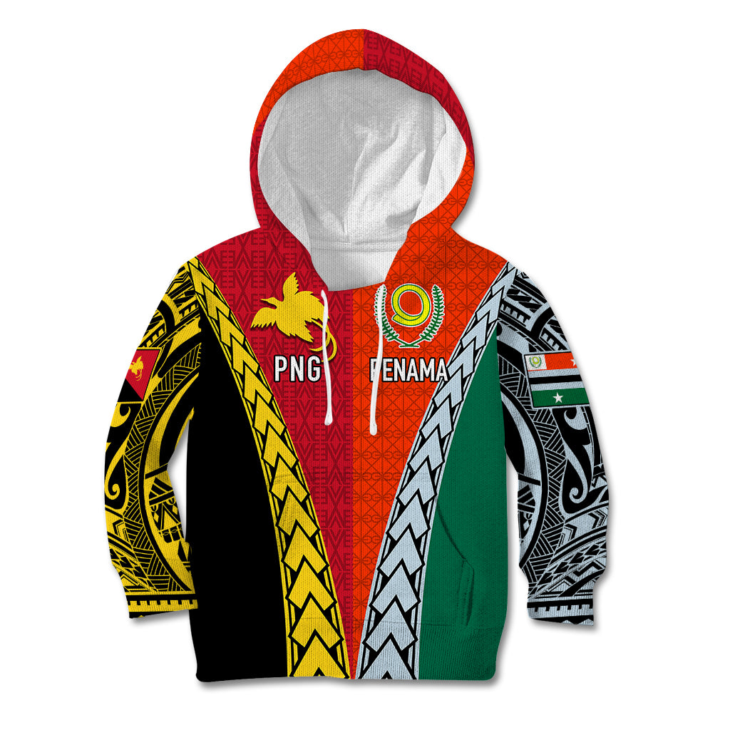 Personalised Papua New Guinea Mix Penama Kid Hoodie Tribal Patterns Half-Half Style - Wonder Print Shop
