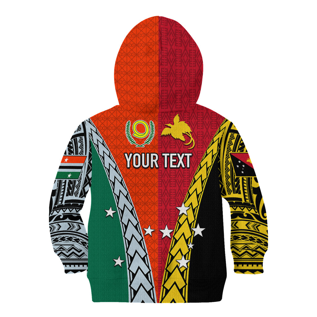 Personalised Papua New Guinea Mix Penama Kid Hoodie Tribal Patterns Half-Half Style - Wonder Print Shop