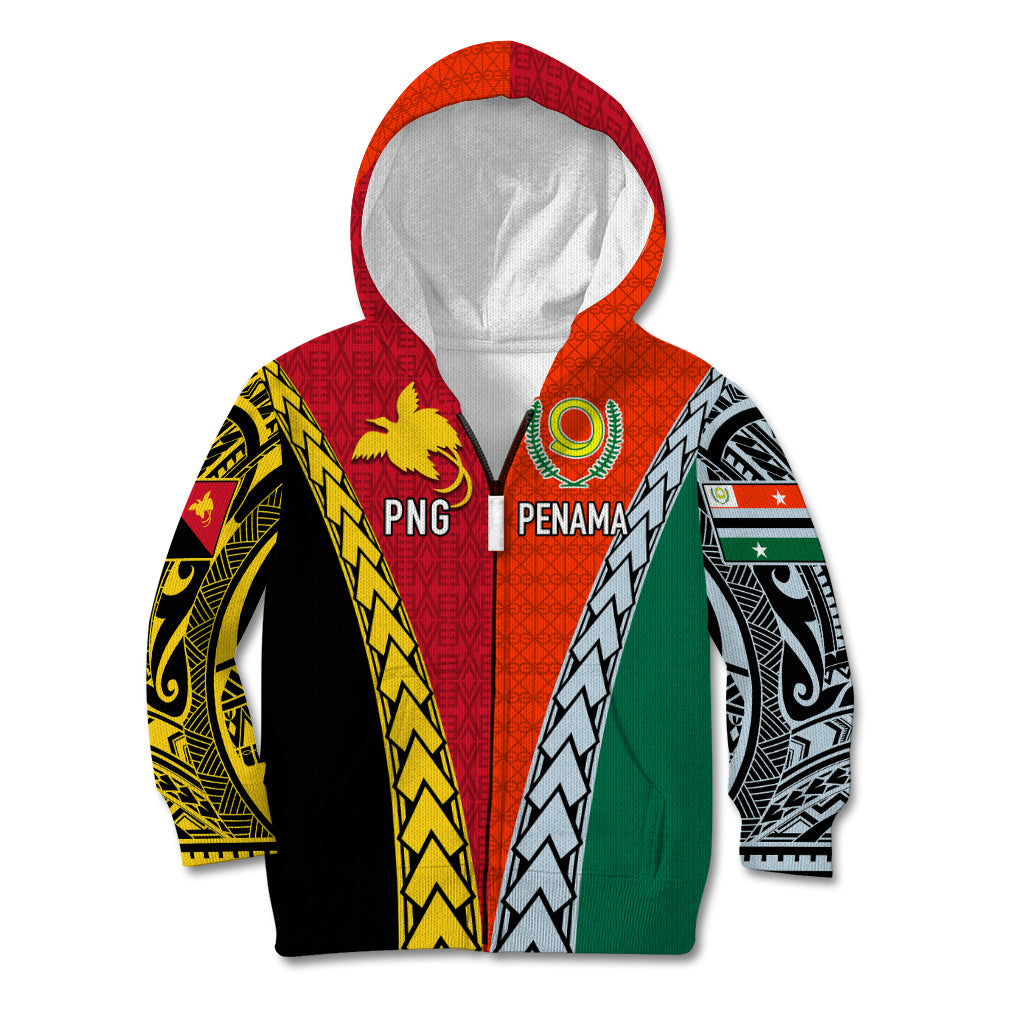 Personalised Papua New Guinea Mix Penama Kid Hoodie Tribal Patterns Half-Half Style - Wonder Print Shop