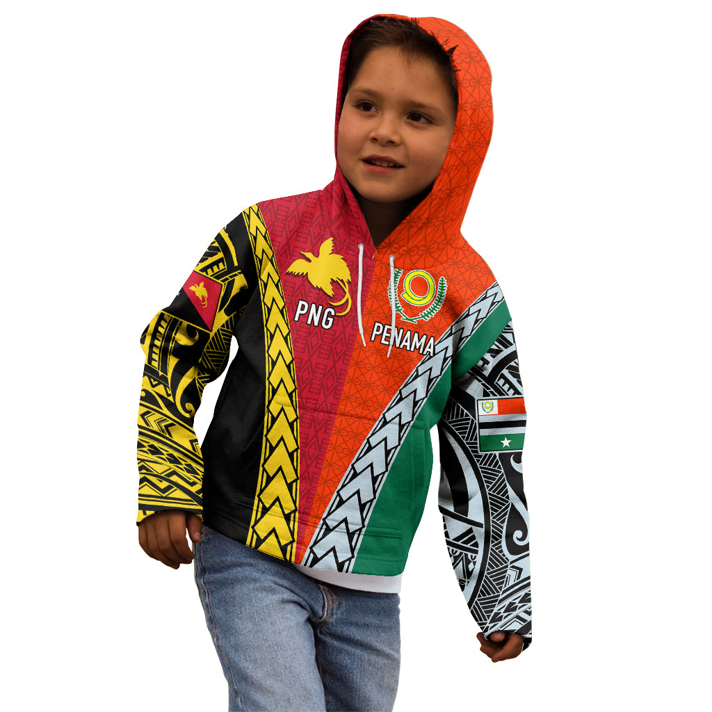 Personalised Papua New Guinea Mix Penama Kid Hoodie Tribal Patterns Half-Half Style - Wonder Print Shop