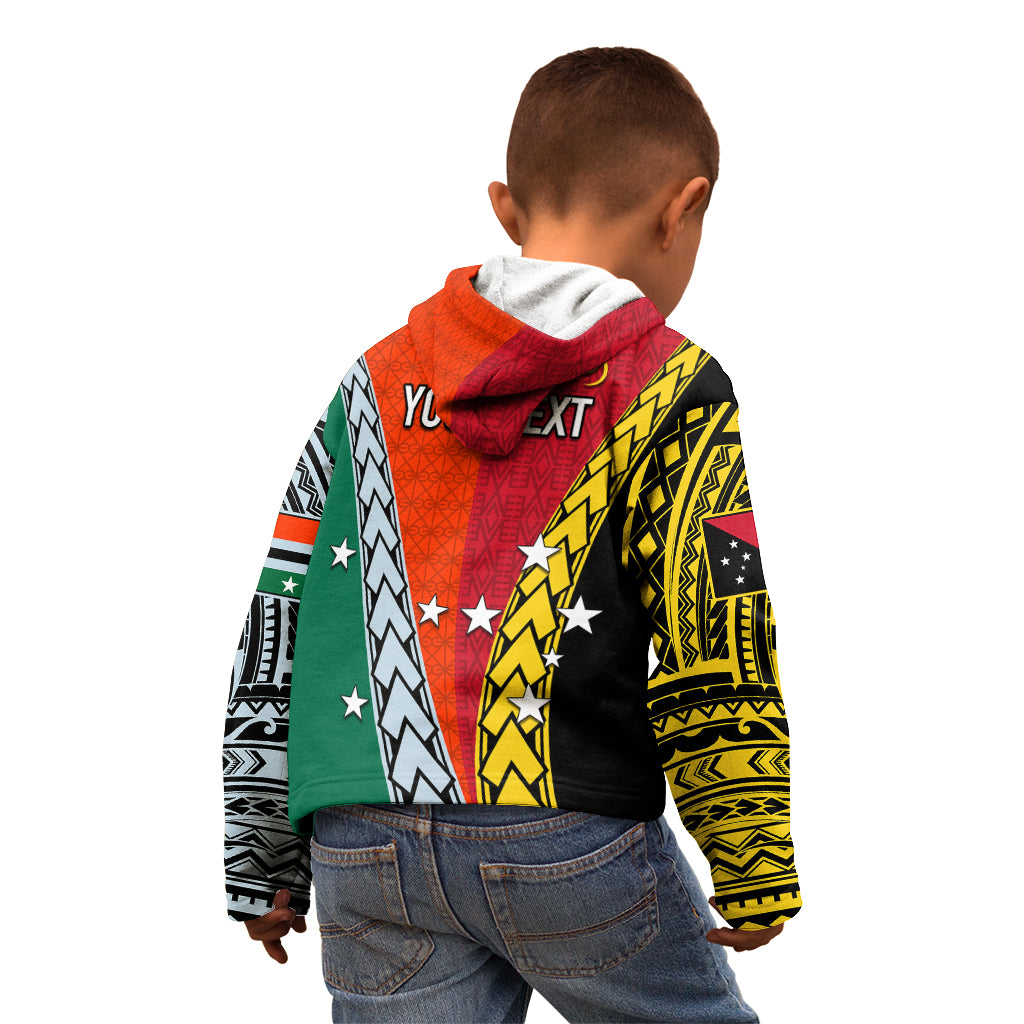 Personalised Papua New Guinea Mix Penama Kid Hoodie Tribal Patterns Half-Half Style - Wonder Print Shop