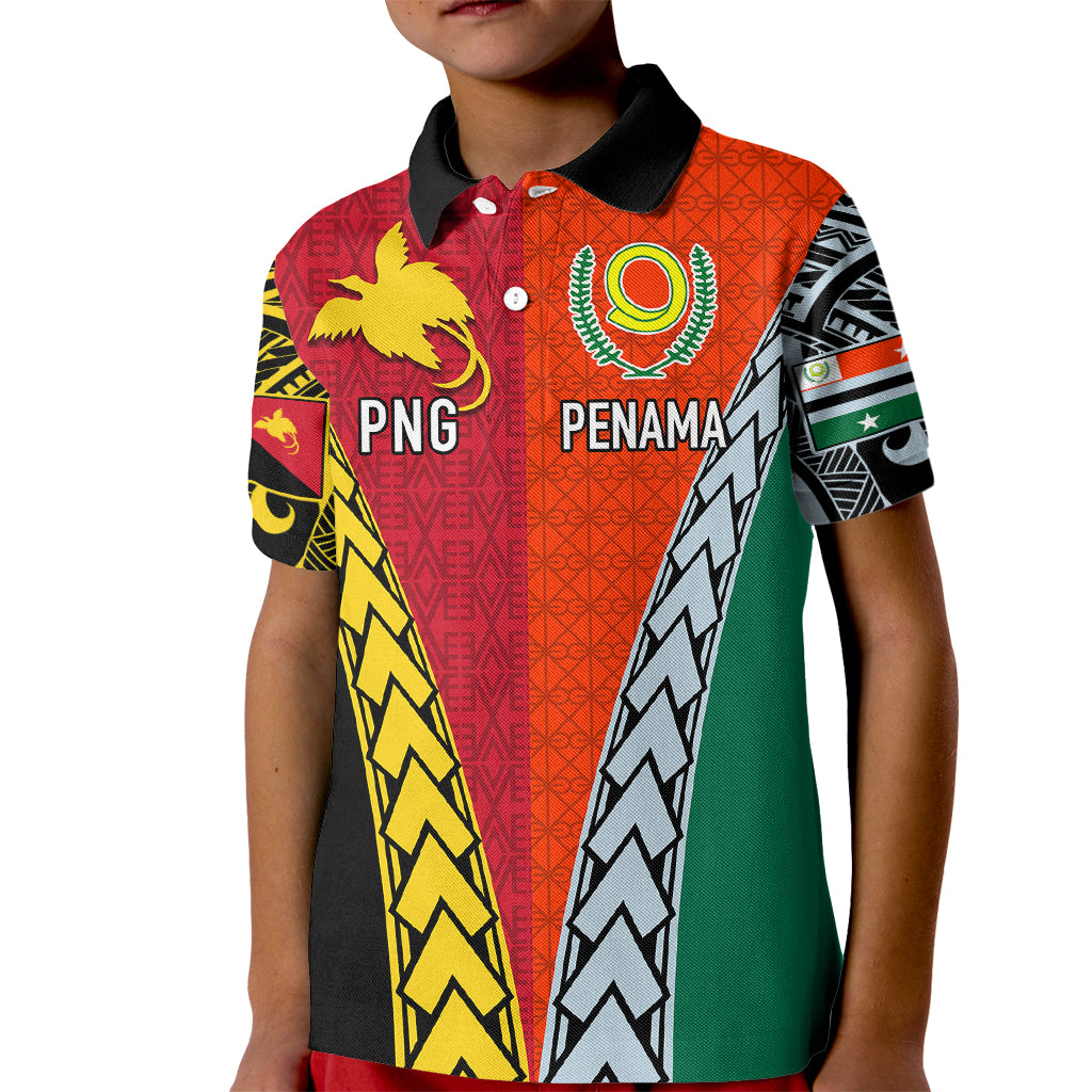 Personalised Papua New Guinea Mix Penama Kid Polo Shirt Tribal Patterns Half-Half Style - Wonder Print Shop