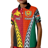 Personalised Papua New Guinea Mix Penama Kid Polo Shirt Tribal Patterns Half-Half Style - Wonder Print Shop