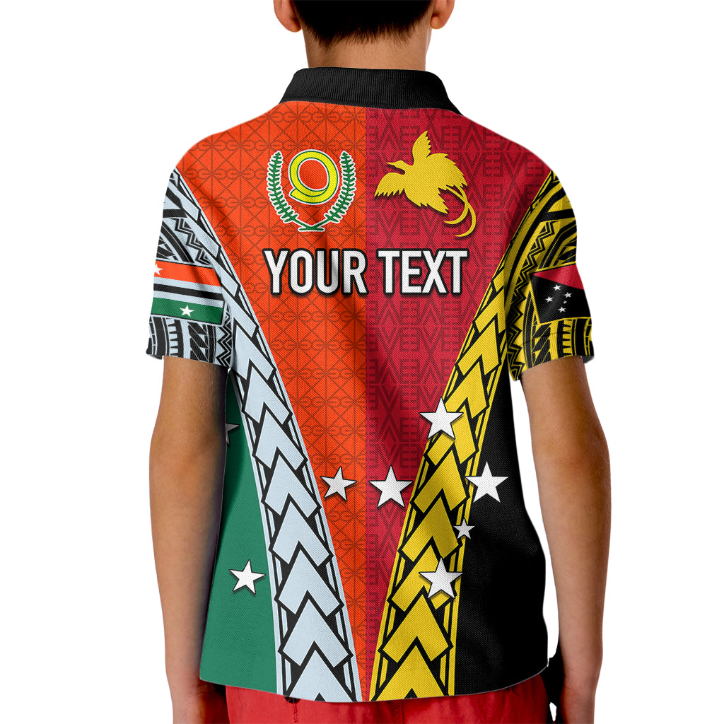 Personalised Papua New Guinea Mix Penama Kid Polo Shirt Tribal Patterns Half-Half Style - Wonder Print Shop