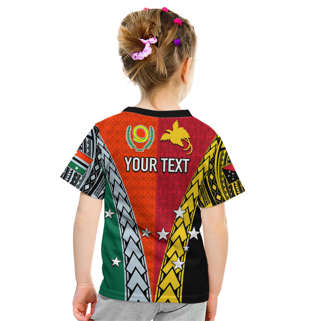 Personalised Papua New Guinea Mix Penama Kid T Shirt Tribal Patterns Half-Half Style - Wonder Print Shop