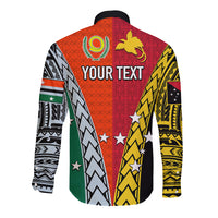Personalised Papua New Guinea Mix Penama Long Sleeve Button Shirt Tribal Patterns Half-Half Style - Wonder Print Shop
