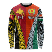 Personalised Papua New Guinea Mix Penama Long Sleeve Shirt Tribal Patterns Half-Half Style - Wonder Print Shop